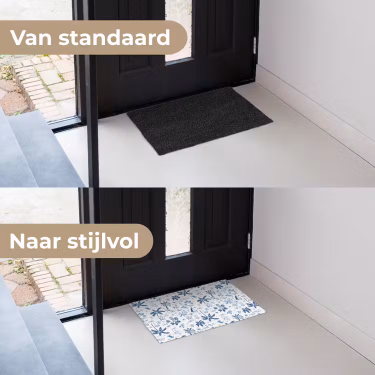 Zee - Patroon - Blauw - Wit Deurmat klein 898 -voor-na_NL