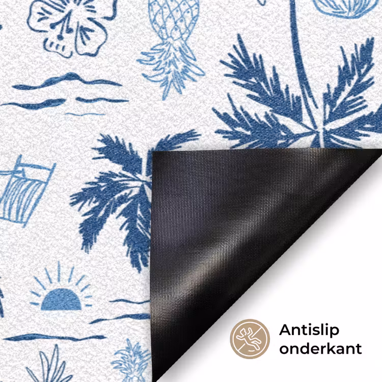Zee - Patroon - Blauw - Wit Deurmat klein 898 -antislip_NL