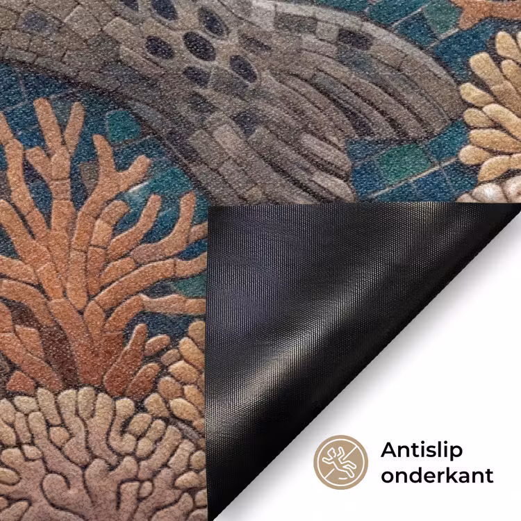 Zeehond - Mozaïek - Onderwater - Dieren - Blauw Deurmat klein -antislip_NL