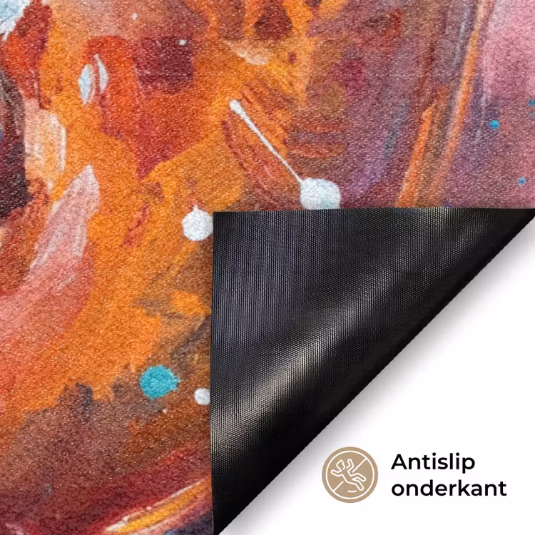 Zeeleven - Kreeft - Spatters - Abstract - Roze Deurmat klein -antislip_NL