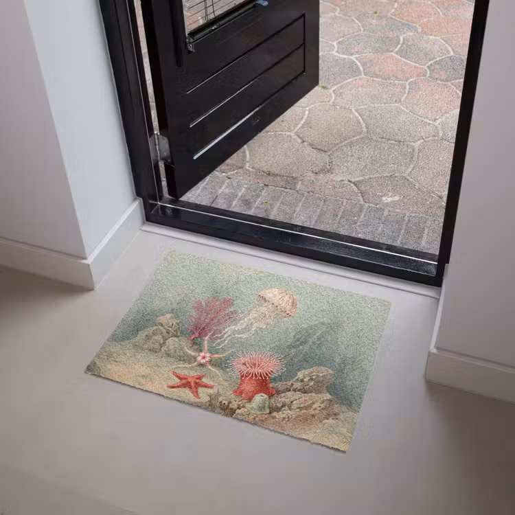 Zeeleven - Kwal - Onderwater - Illustratie - Beige Deurmat klein -sfeer5