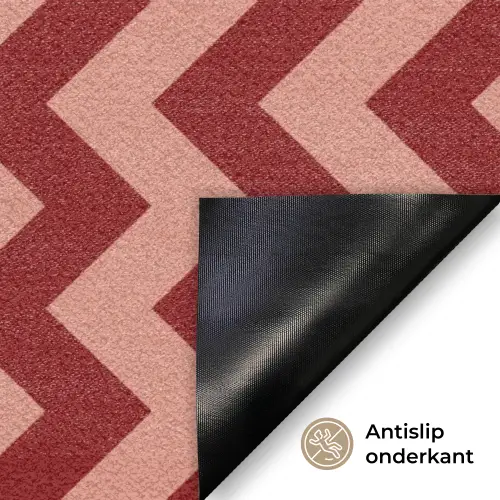 Zigzag - Strepen - Patroon - Rood Deurmat klein -antislip_NL