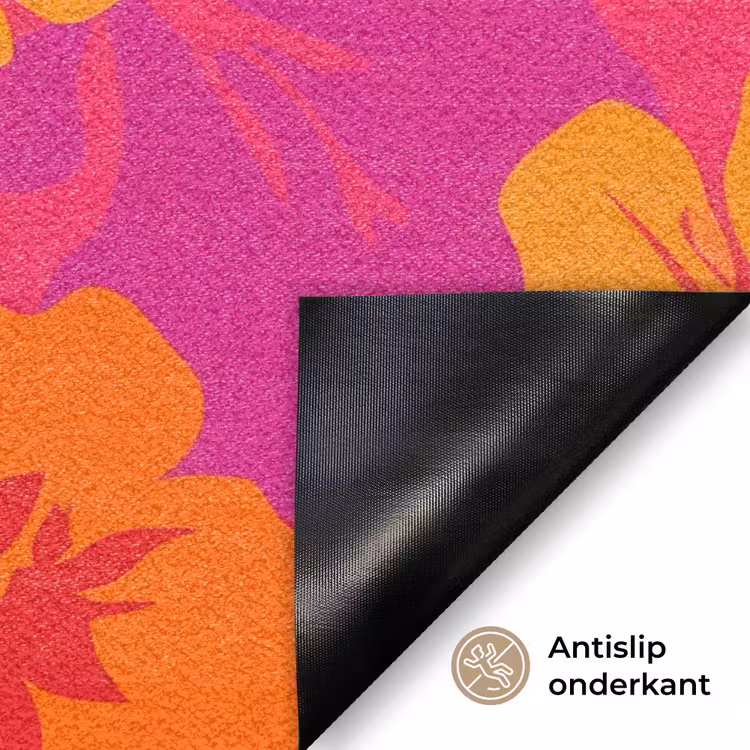 Zomers - Hibiscus - Kleurrijk Deurmat klein 898 -antislip_NL