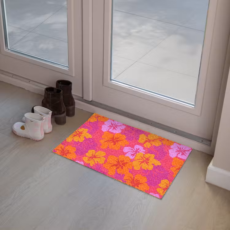Zomers - Hibiscus - Kleurrijk Deurmat klein 898 -sfeer3