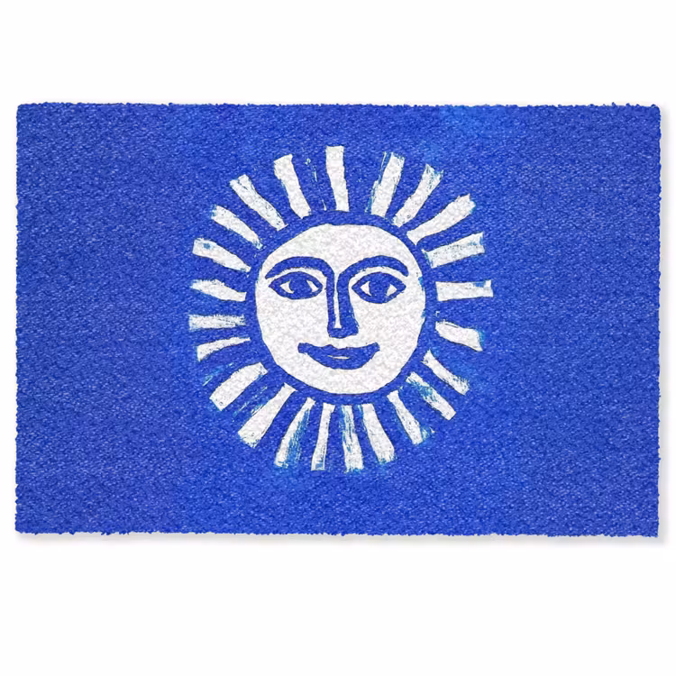 Zon - Gezicht - Penseelstructuur - Blauw Deurmat klein -zkaufland3d