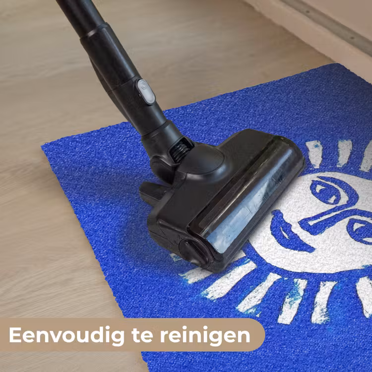 Zon - Gezicht - Penseelstructuur - Blauw Deurmat klein -reinigen_NL
