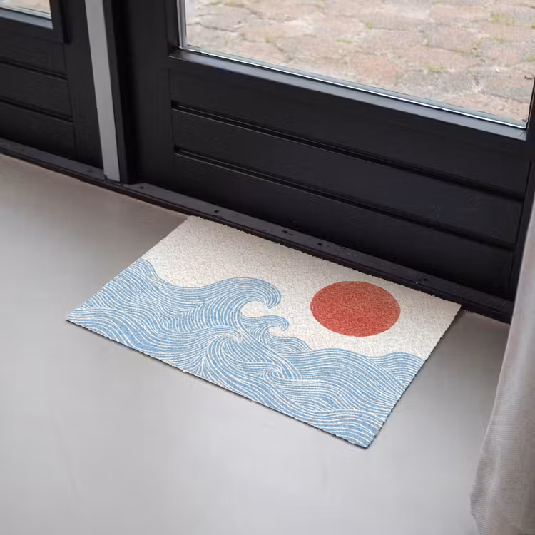Zon - Golven - Oceaan - Abstract - Rood Deurmat klein -sfeer2