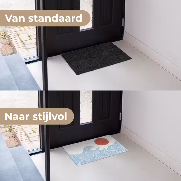 Zon - Golven - Oceaan - Abstract - Rood Deurmat klein -voor-na_NL