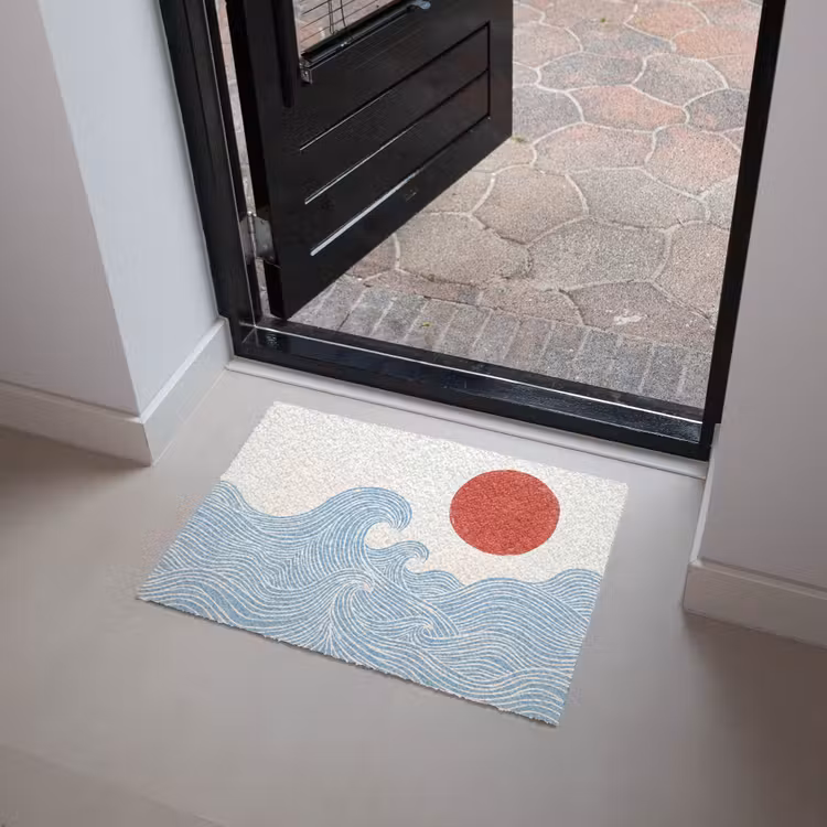 Zon - Golven - Oceaan - Abstract - Rood Deurmat klein -sfeer5