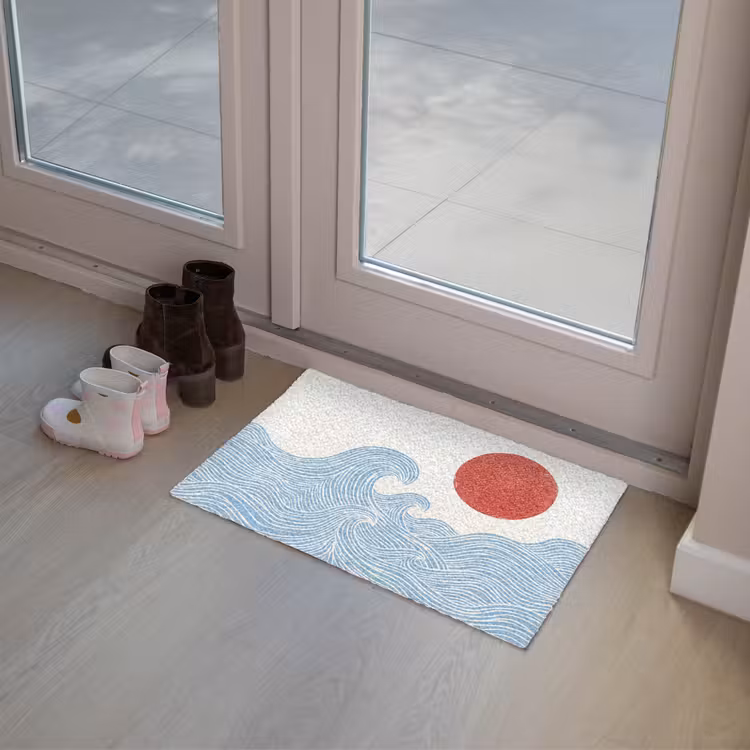 Zon - Golven - Oceaan - Abstract - Rood Deurmat klein -sfeer3