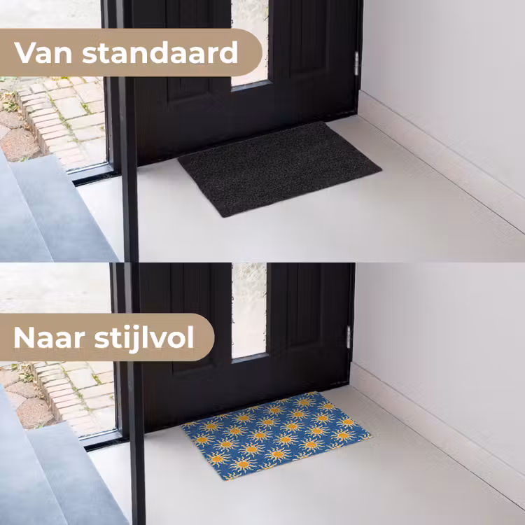 Zon - Patroon - Blauw Deurmat klein 898 -voor-na_NL