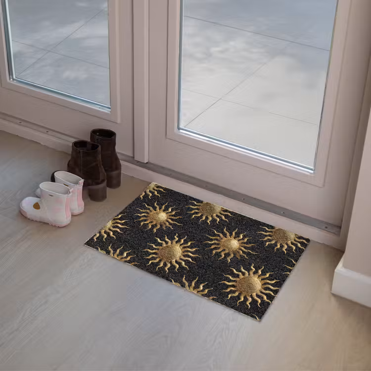Zon - Patroon - Luxe - Goud - Zwart Deurmat klein 898 -sfeer3