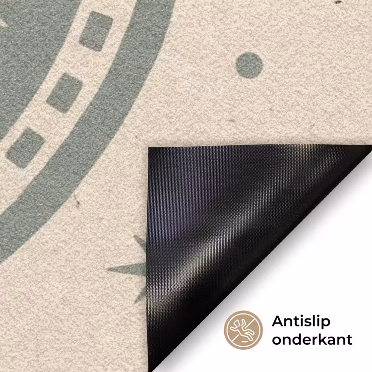 Zon - Sterren - Astrologie - Vintage - Groen Deurmat klein -antislip_NL