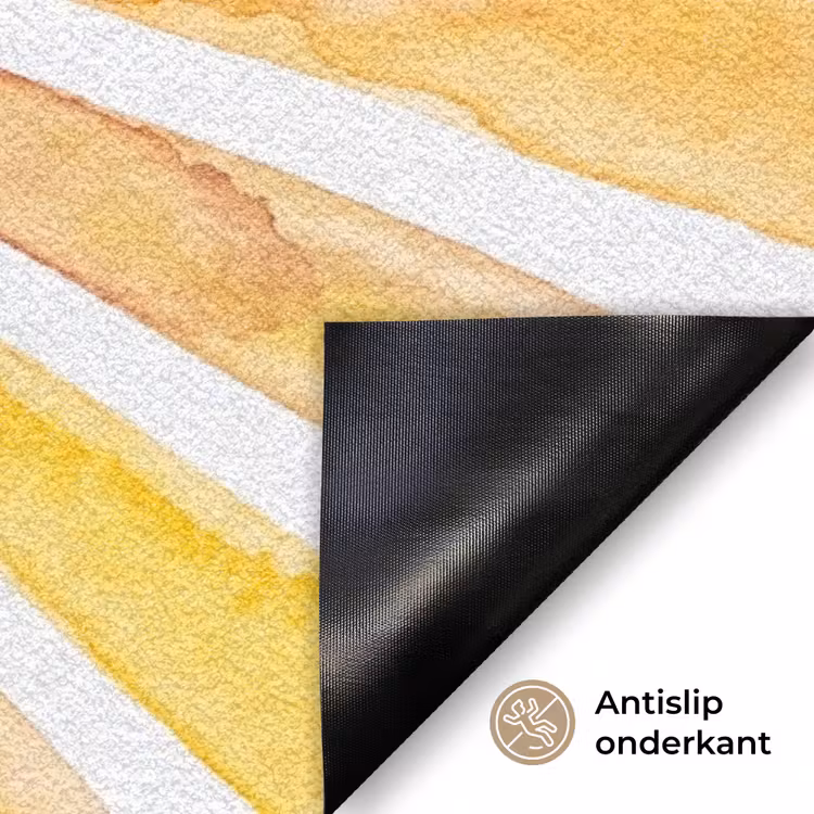 Zon - Stralen - Aquarel - Geel - Abstract Deurmat klein -antislip_NL