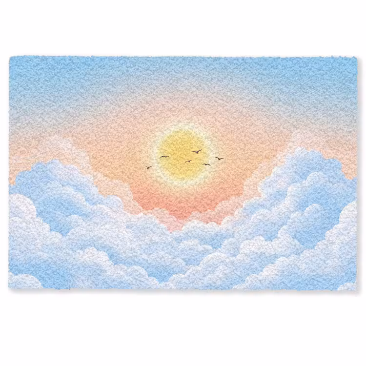 Zon - Vogels - Lucht - Natuur - Geel Deurmat klein -zkaufland3d