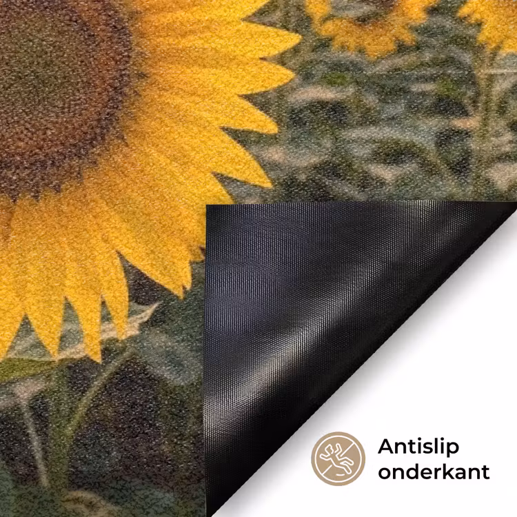 Zonnebloemen - Heuvellandschap - Geel Deurmat klein -antislip_NL