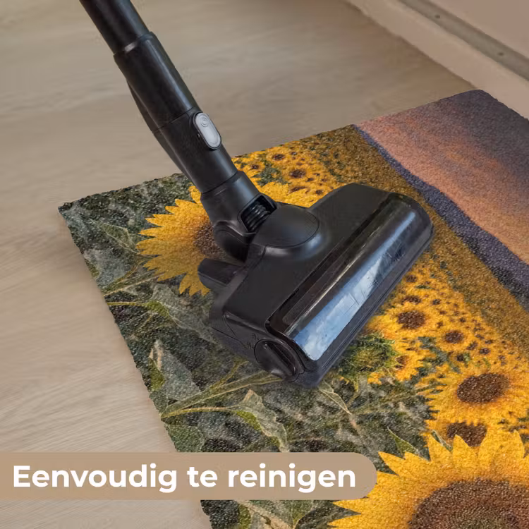 Zonnebloemen - Heuvellandschap - Geel Deurmat klein -reinigen_NL