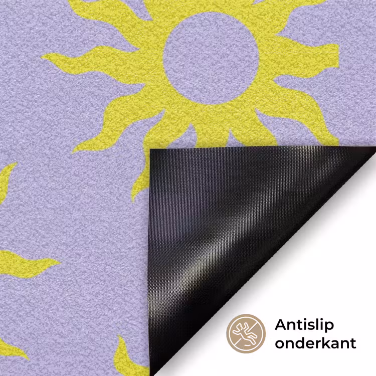 Zonnen patroon - Geel - Paars - Zomer Deurmat klein -antislip_NL