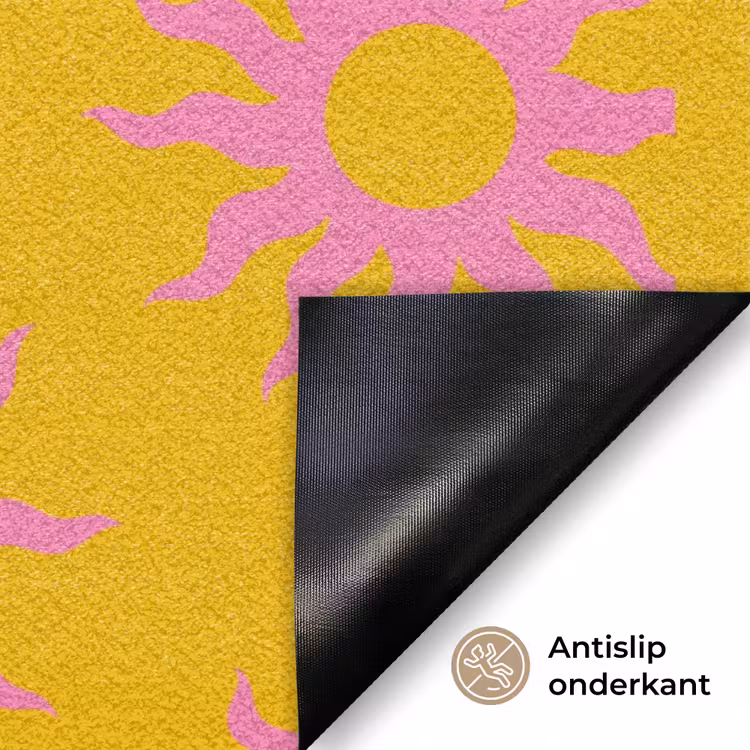 Zonnen - Roze - Geel - Zomer Deurmat klein -antislip_NL