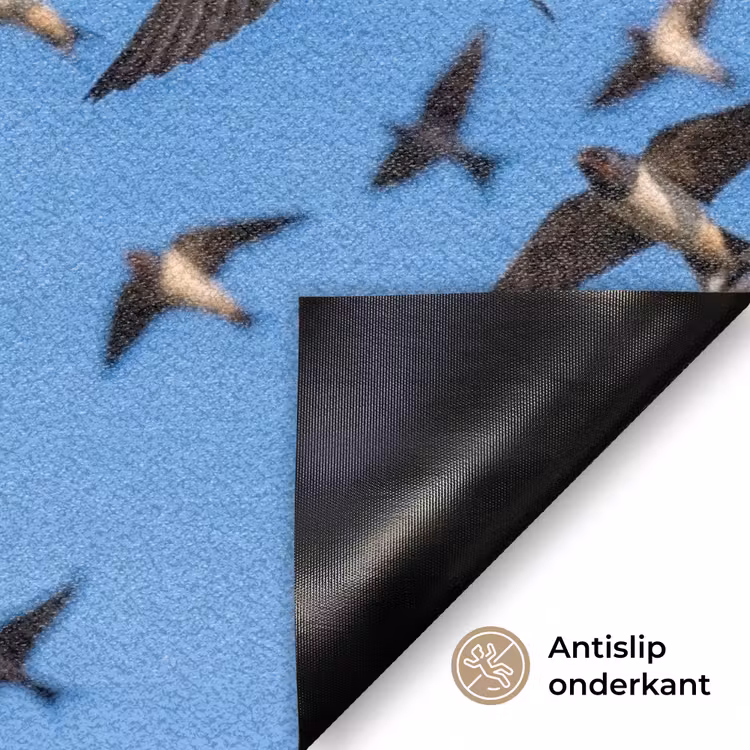 Zwaluwen - Vliegen - Blauw Deurmat klein -antislip_NL