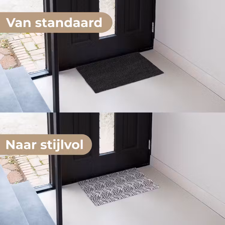 Zwart - Wit - Zebra - Patroon Deurmat klein 898 -voor-na_NL