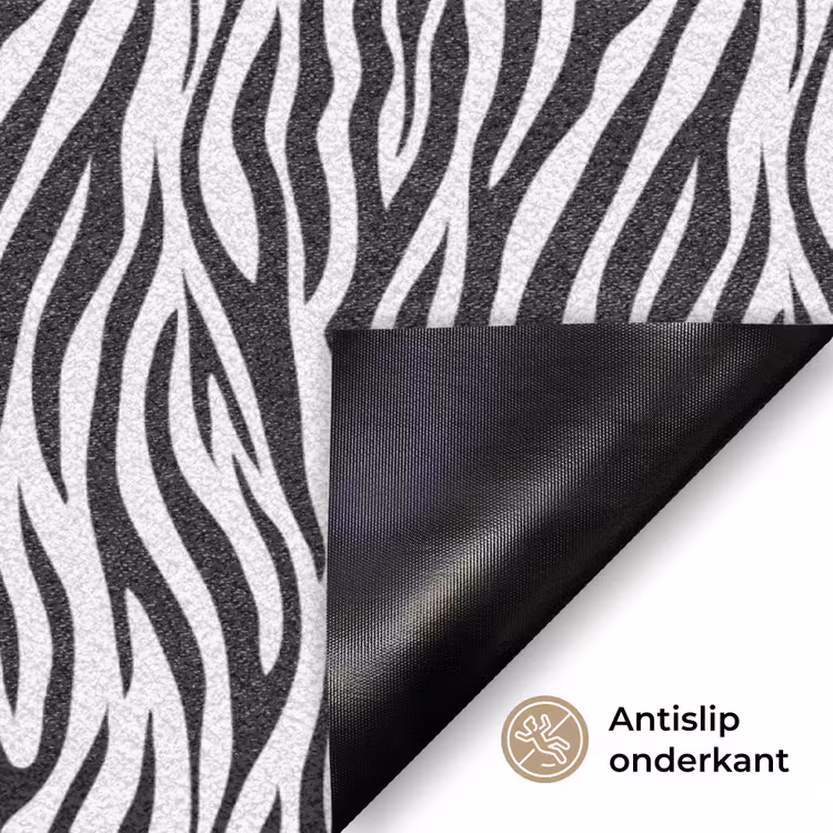 Zwart - Wit - Zebra - Patroon Deurmat klein 898 -antislip_NL
