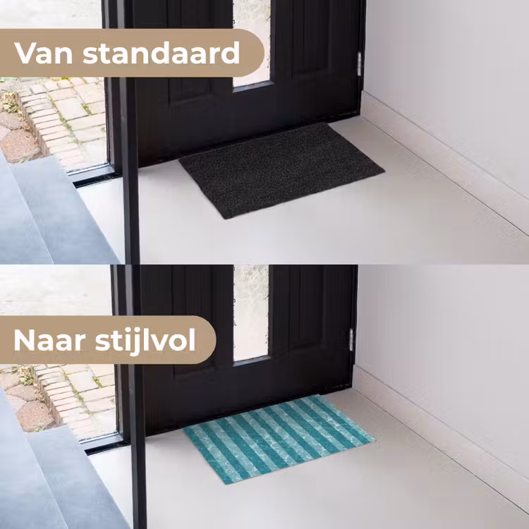 Zwembad - Strepen - Groen Deurmat klein 898 -voor-na_NL