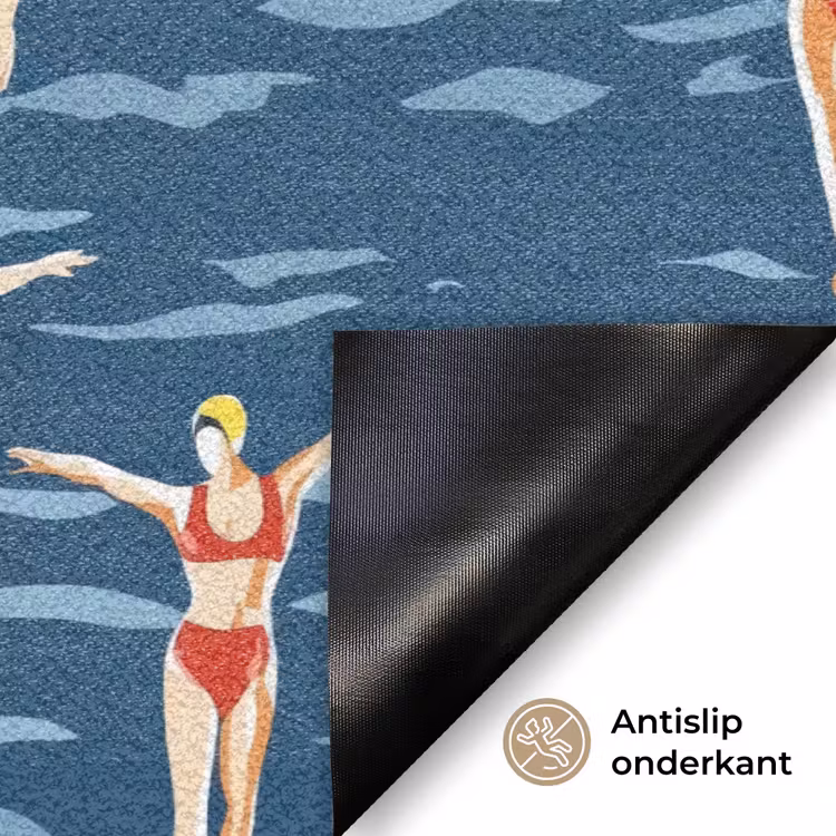 Zwemsters- Retro - Blauw Deurmat klein 898 -antislip_NL