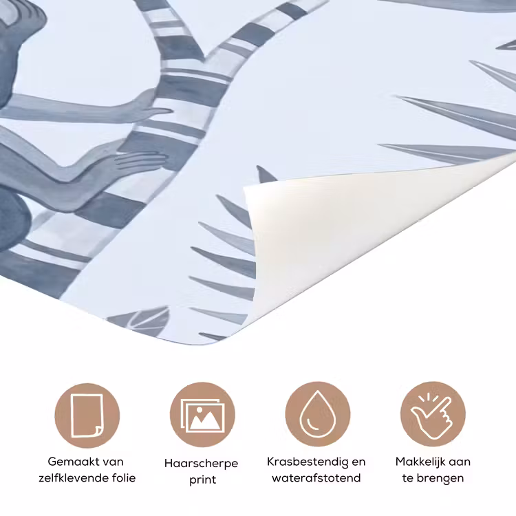 Aap - Boom - Bladeren - Jungle - Illustratie deurposter klein -closeup_NL
