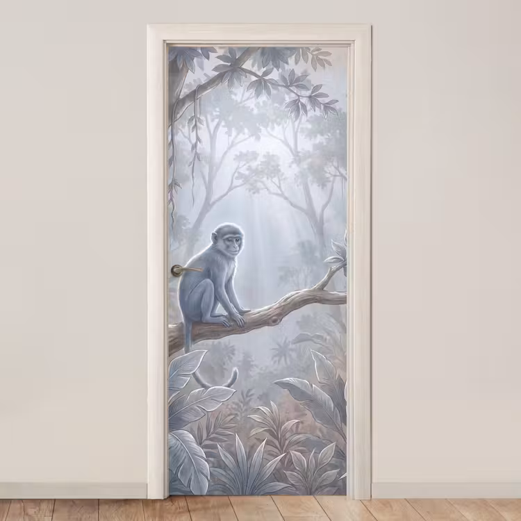 Aap - Boom - Jungle - Natuur - Grijs deurposter klein -3d_beige