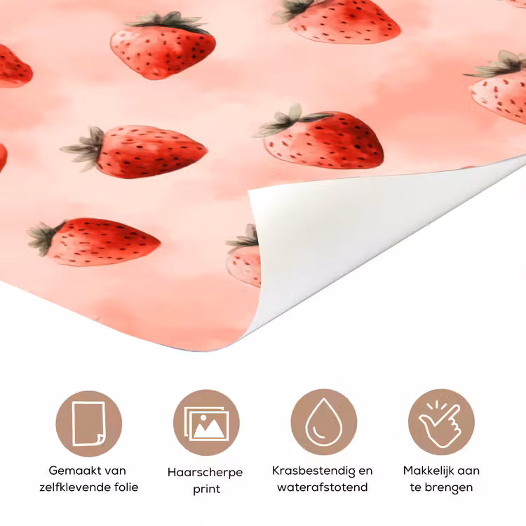 Aardbei - Patroon - Roze deurposter klein 289 -closeup_NL