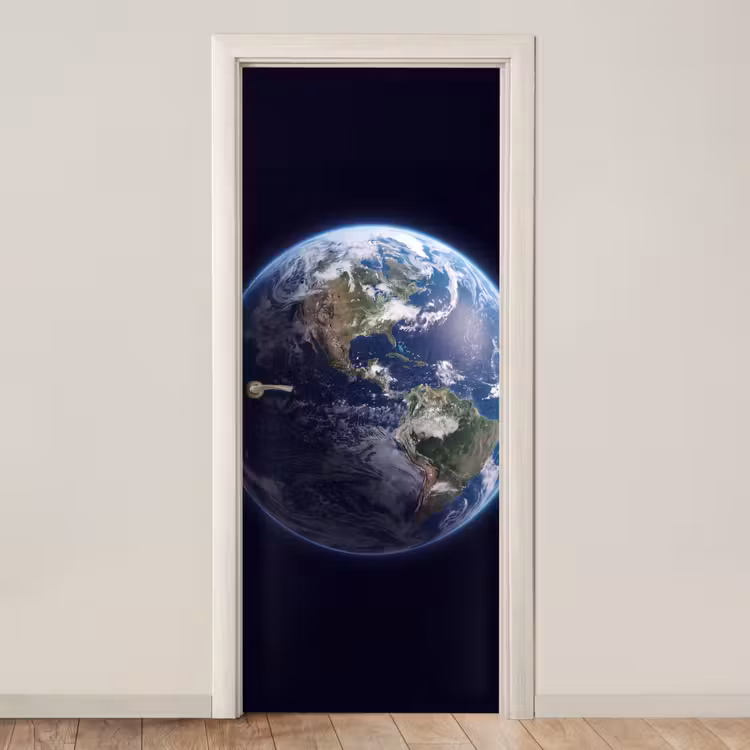 Deursticker - Aarde - Ruimte - Kosmos - Aarde - Ruimte - Kosmos deurposter klein