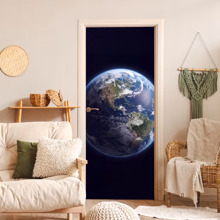 Deursticker - Aarde - Ruimte - Kosmos - Aarde - Ruimte - Kosmos deurposter klein