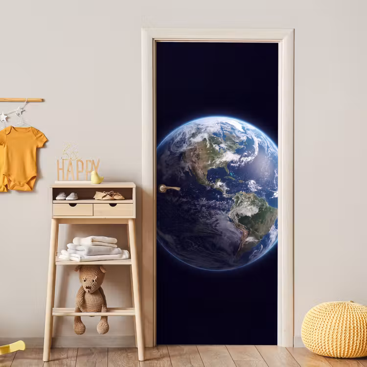 Deursticker - Aarde - Ruimte - Kosmos - Aarde - Ruimte - Kosmos deurposter klein