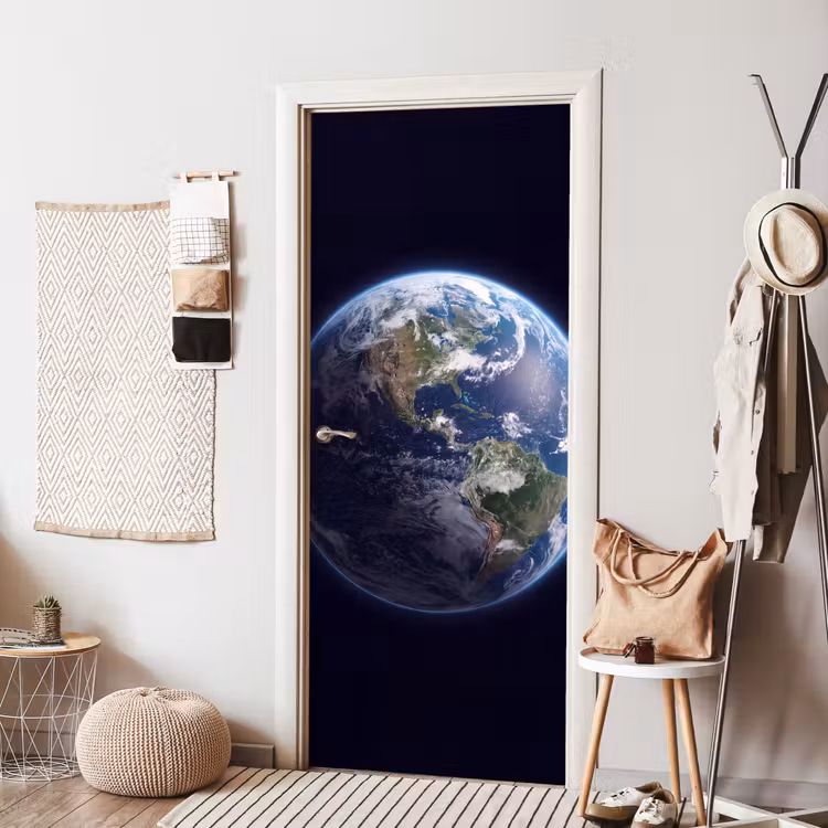 Deursticker - Aarde - Ruimte - Kosmos - Aarde - Ruimte - Kosmos deurposter klein