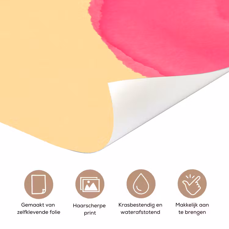 Abstract - Aquarel - Organisch - Oranje - Roze deurposter klein -closeup_NL