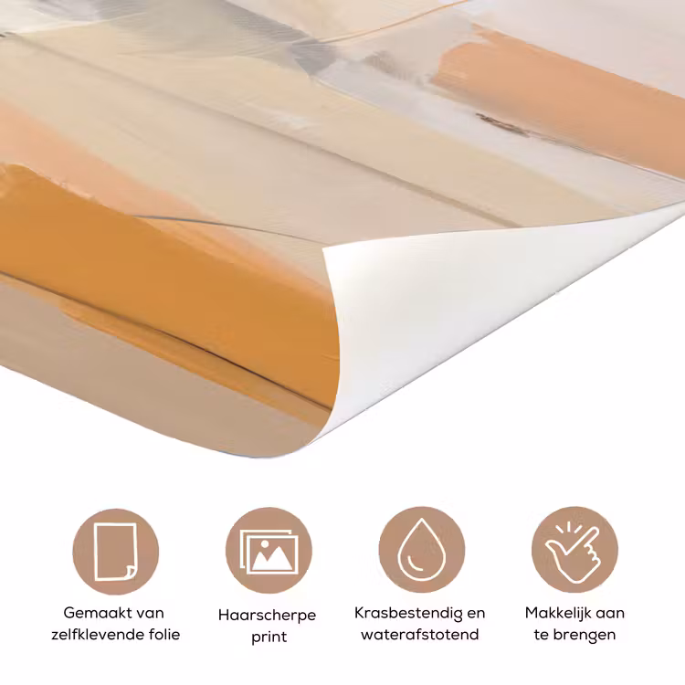 Abstract - Beige - Oranje - Kunst - Modern deurposter klein -closeup_NL