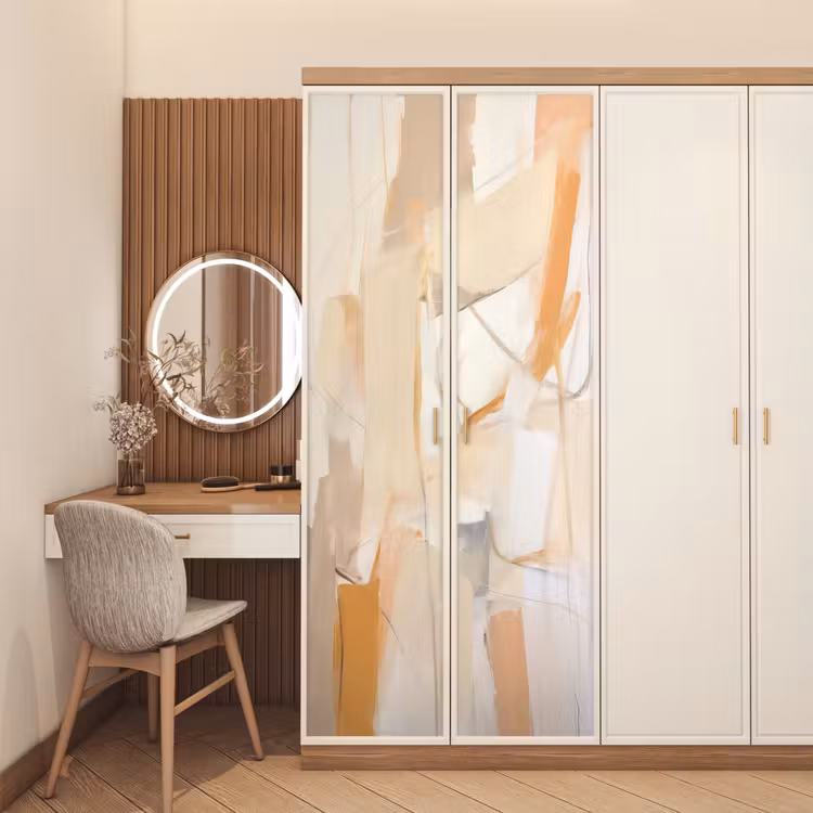 Abstract - Beige - Oranje - Kunst - Modern deurposter klein -sfeer3