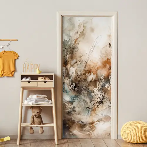 Abstract - Beige - Verf - Kunst - Natuur - Bloemen deurposter klein -sfeer4