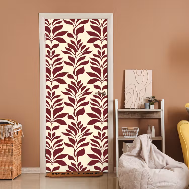 Abstract - Bladeren - Burgundy deurposter klein 289 -sfeer1