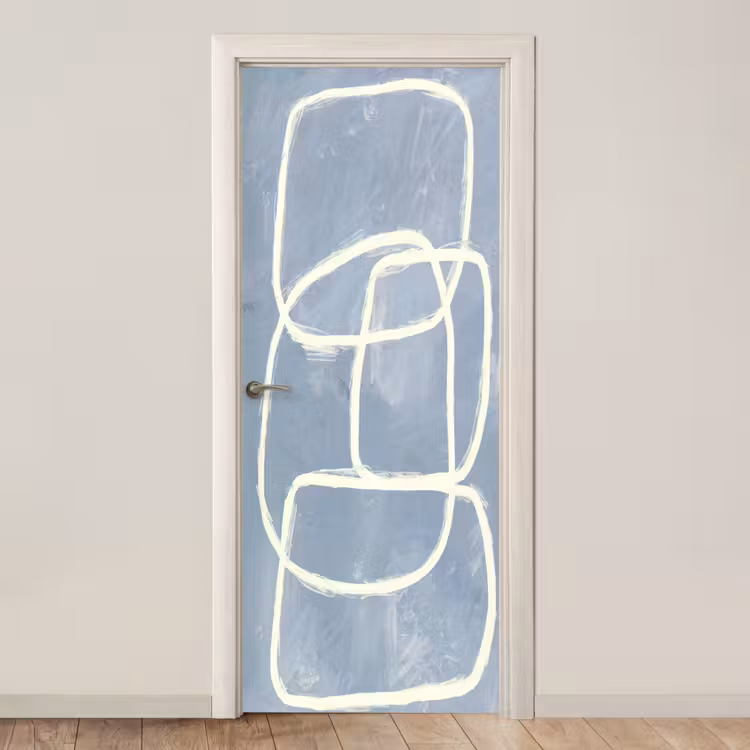 Abstract - Blauw - Kunst deurposter klein -3d_beige