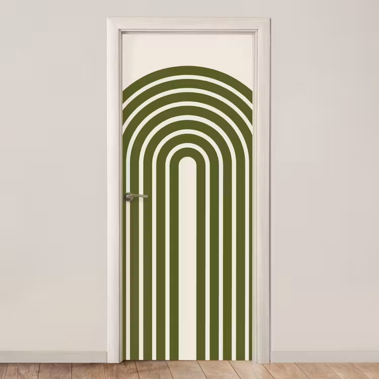 Abstract - Bogen - Modern - Groen - Kunst deurposter klein -3d_beige