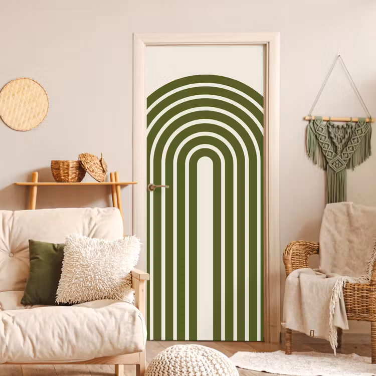 Abstract - Bogen - Modern - Groen - Kunst deurposter klein -sfeer2