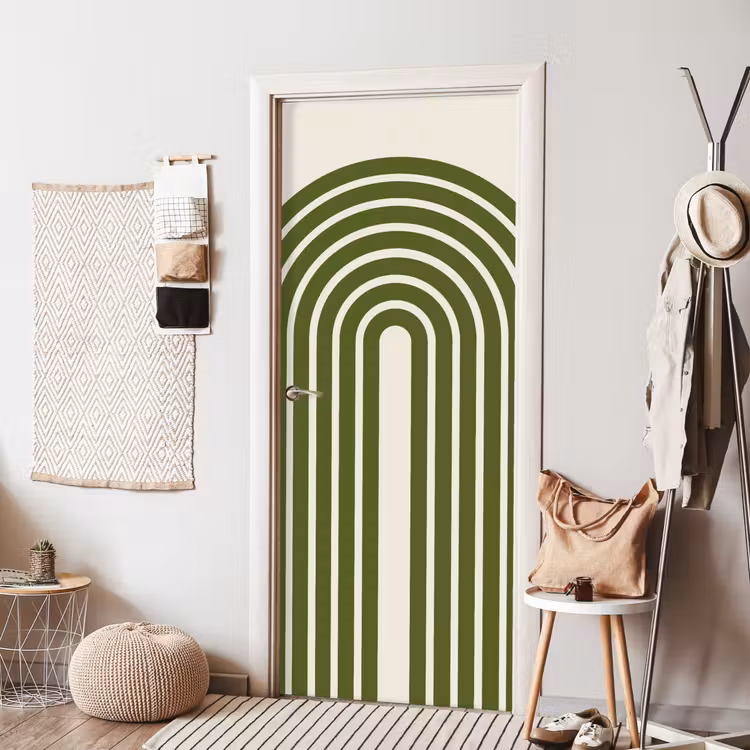 Abstract - Bogen - Modern - Groen - Kunst deurposter klein -sfeer6
