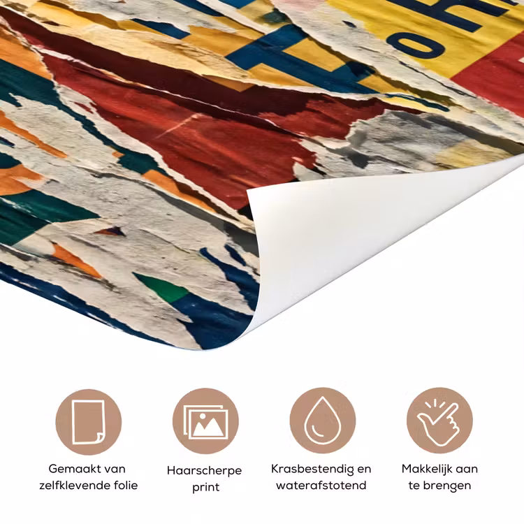 Abstract - Gelaagd papier - Urban - Modern - Kleurrijk deurposter klein -closeup_NL