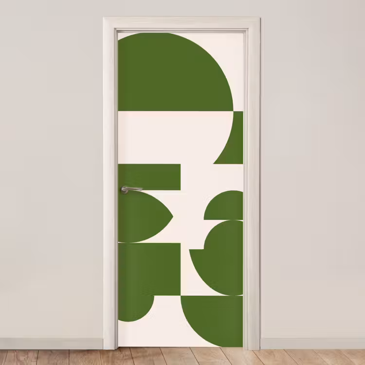 Abstract - Geometrie - Modern - Groen - Wit deurposter klein -3d_beige