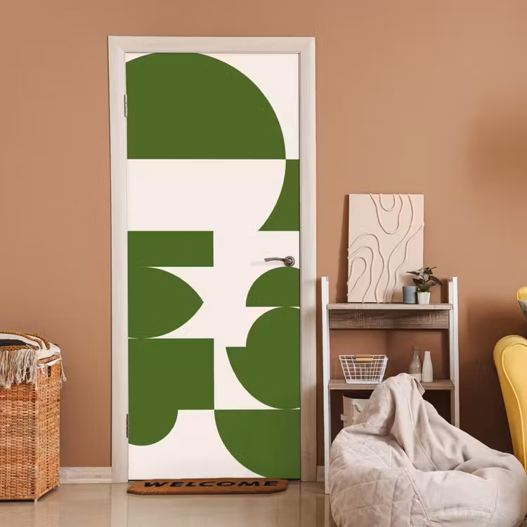 Abstract - Geometrie - Modern - Groen - Wit deurposter klein -sfeer1