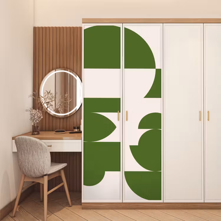 Abstract - Geometrie - Modern - Groen - Wit deurposter klein -sfeer3