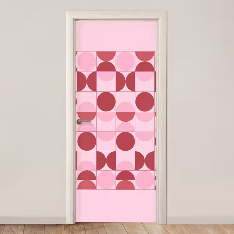 Abstract - Geometrisch - Cirkels - Roze - Modern deurposter klein -3d_beige