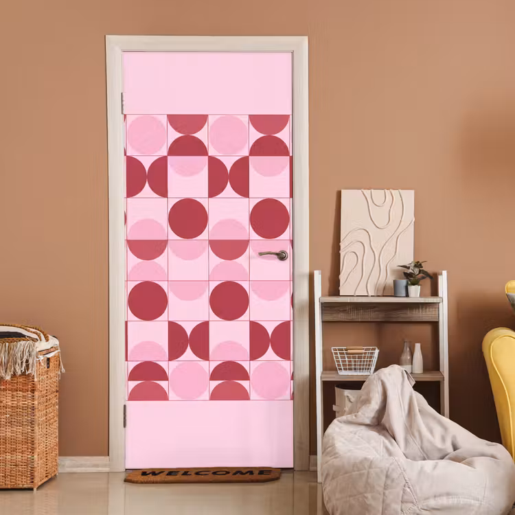 Abstract - Geometrisch - Cirkels - Roze - Modern deurposter klein -sfeer1